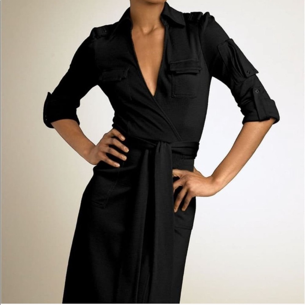 Diane Von Furstenberg Military Wool Wrap Dress